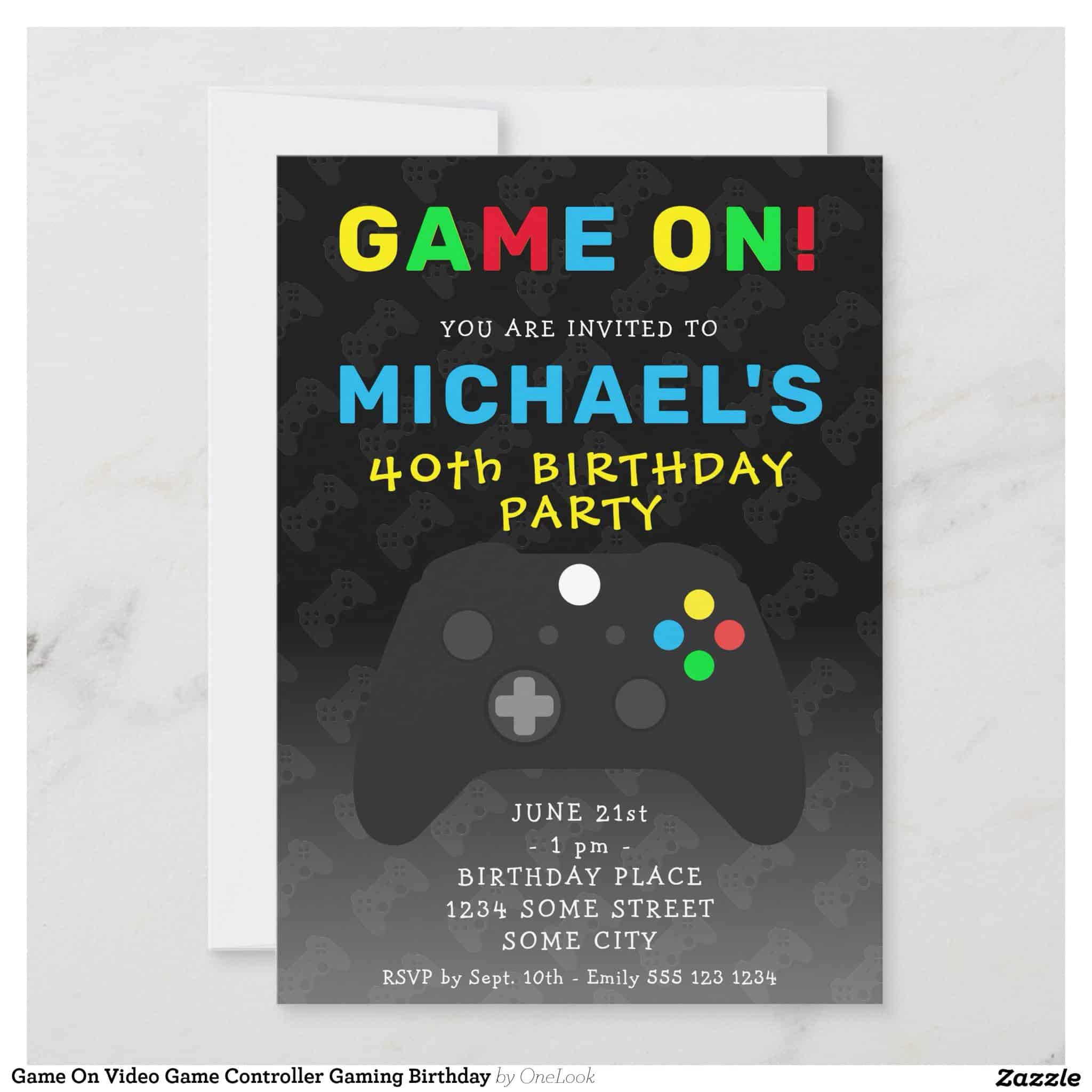 Super Mario gaming birthday invitation