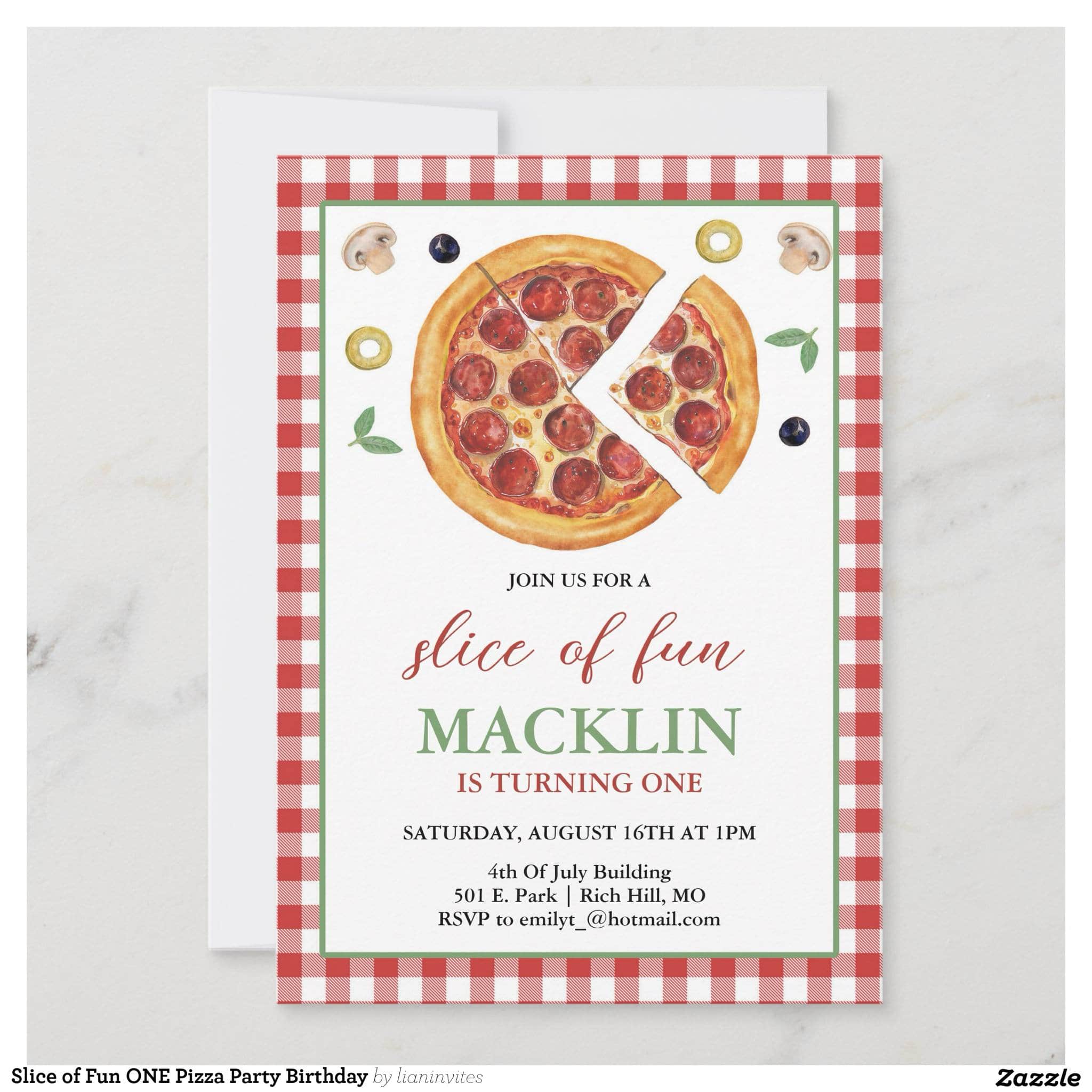 Pizza themed invitation